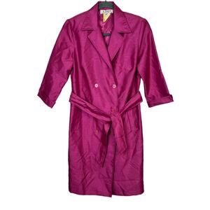 Vintage Clues Fuchsia Trench Dress Coat, Size 6P